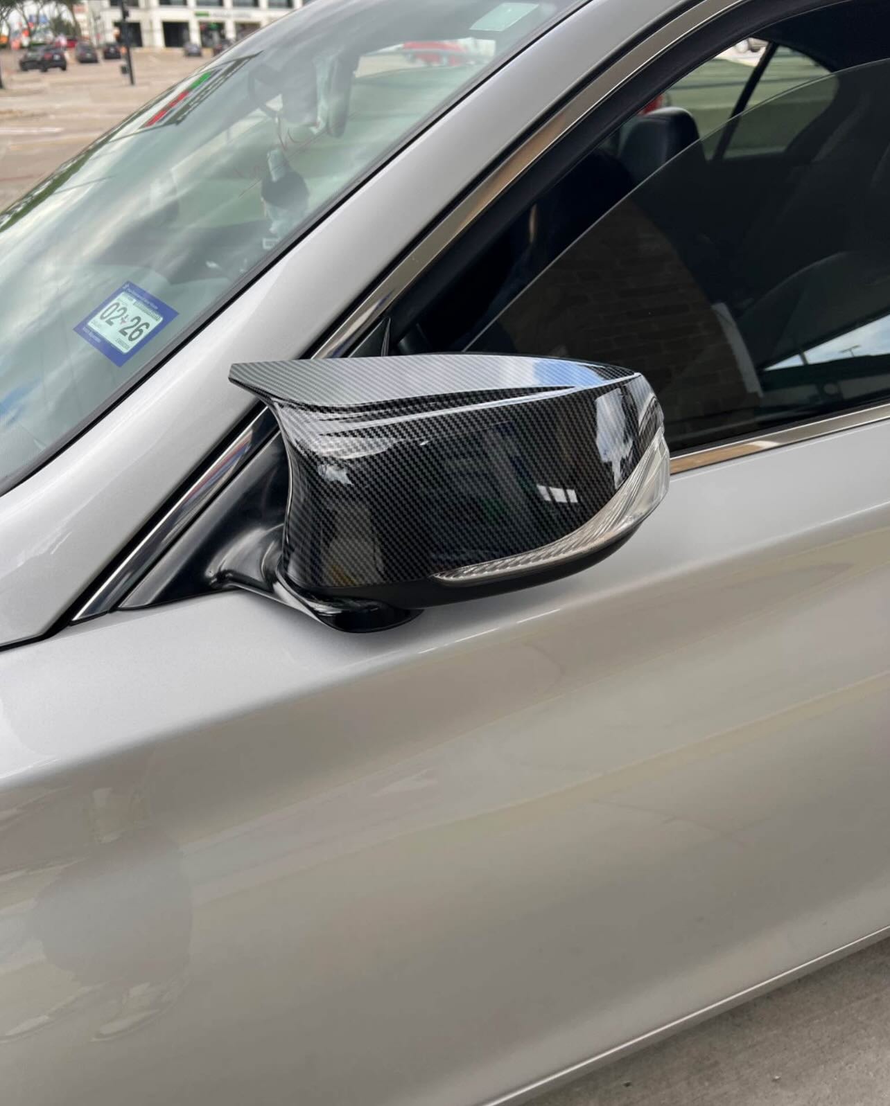 Infiniti Q60 Q50 Sports Gloss Black Mirror Caps / Carbon - Image 3