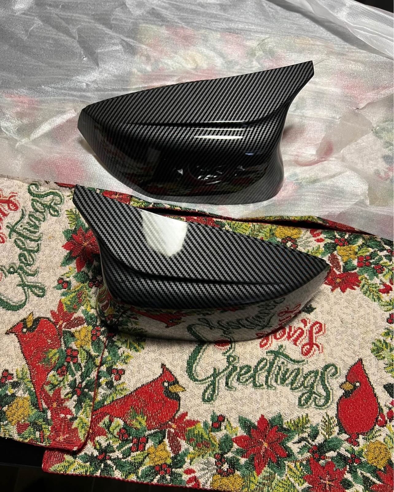 Infiniti Q60 Q50 Sports Gloss Black Mirror Caps / Carbon - Image 5