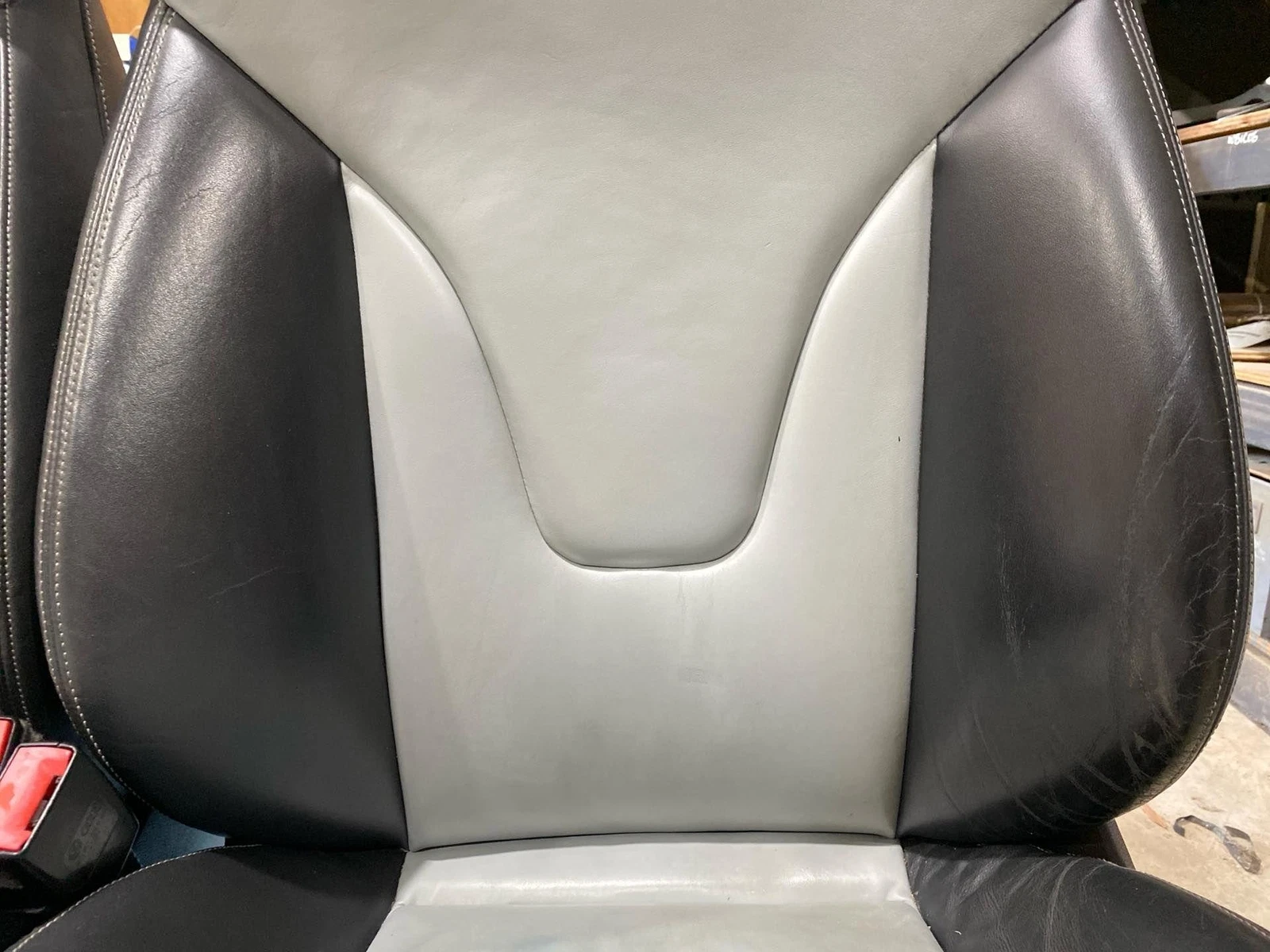 2010-2012 Audi S4 Sport Seat Set Front & Rear Panda Silver Worn Leather (TL) - Image 5