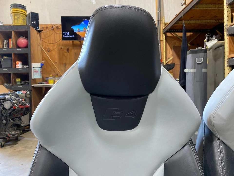 2010-2012 Audi S4 Sport Seat Set Front & Rear Panda Silver Worn Leather (TL)