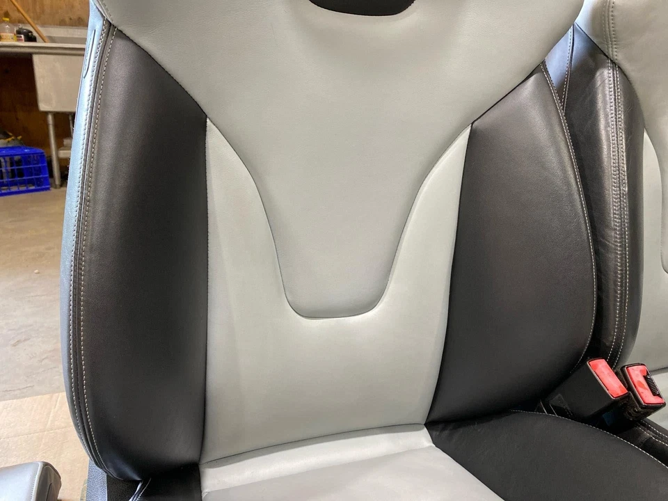 2010-2012 Audi S4 Sport Seat Set Front & Rear Panda Silver Worn Leather (TL) - Image 2