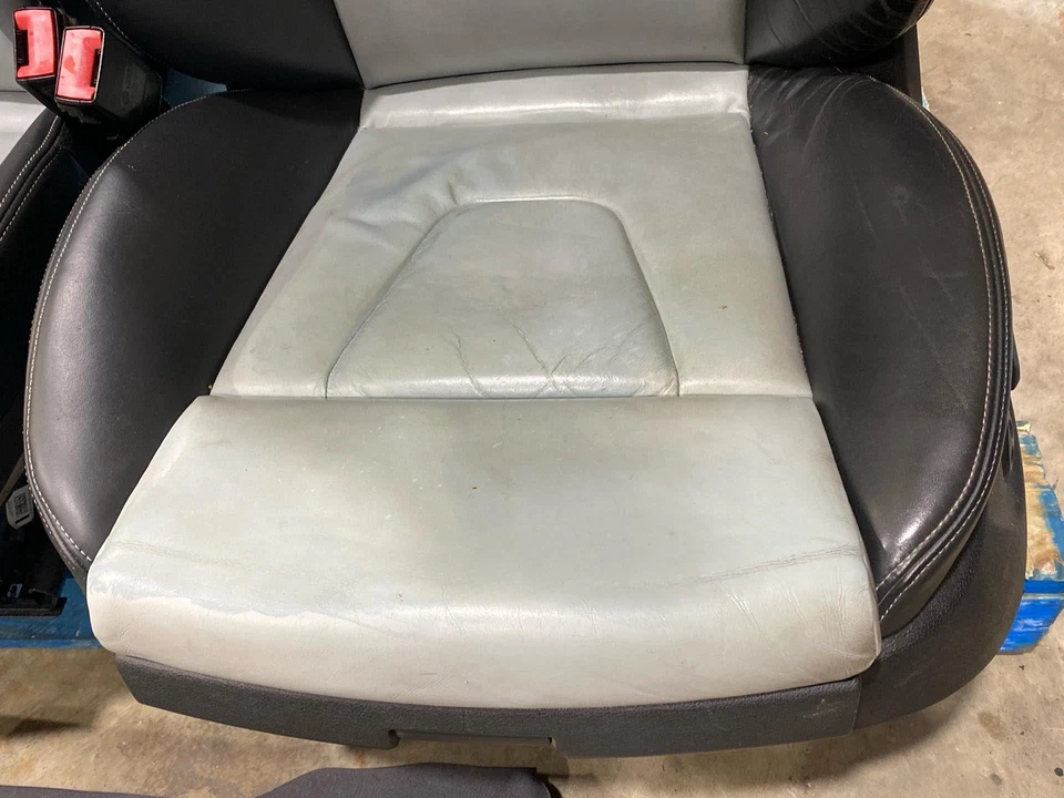 2010-2012 Audi S4 Sport Seat Set Front & Rear Panda Silver Worn Leather (TL) - Image 4